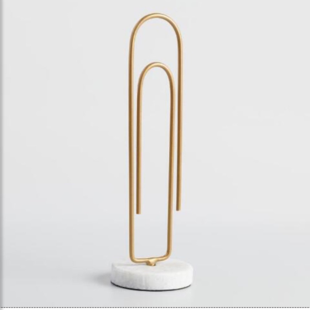 Gold Paperclip With White Marble Stand